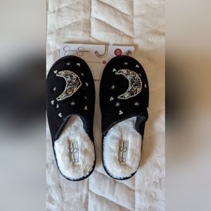 Women's Jessica Simpson Moon and Star Embellished Velour Memory Foam Slippers